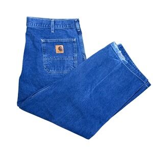 Vintage Carhartt Size 42x30 Carpenter Jeans Blue Denim Workwear